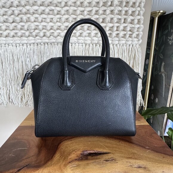 Givenchy Antigona Mini Top Handle Bag In Black Grained Leather Silver Hardware - Picture 3 of 17